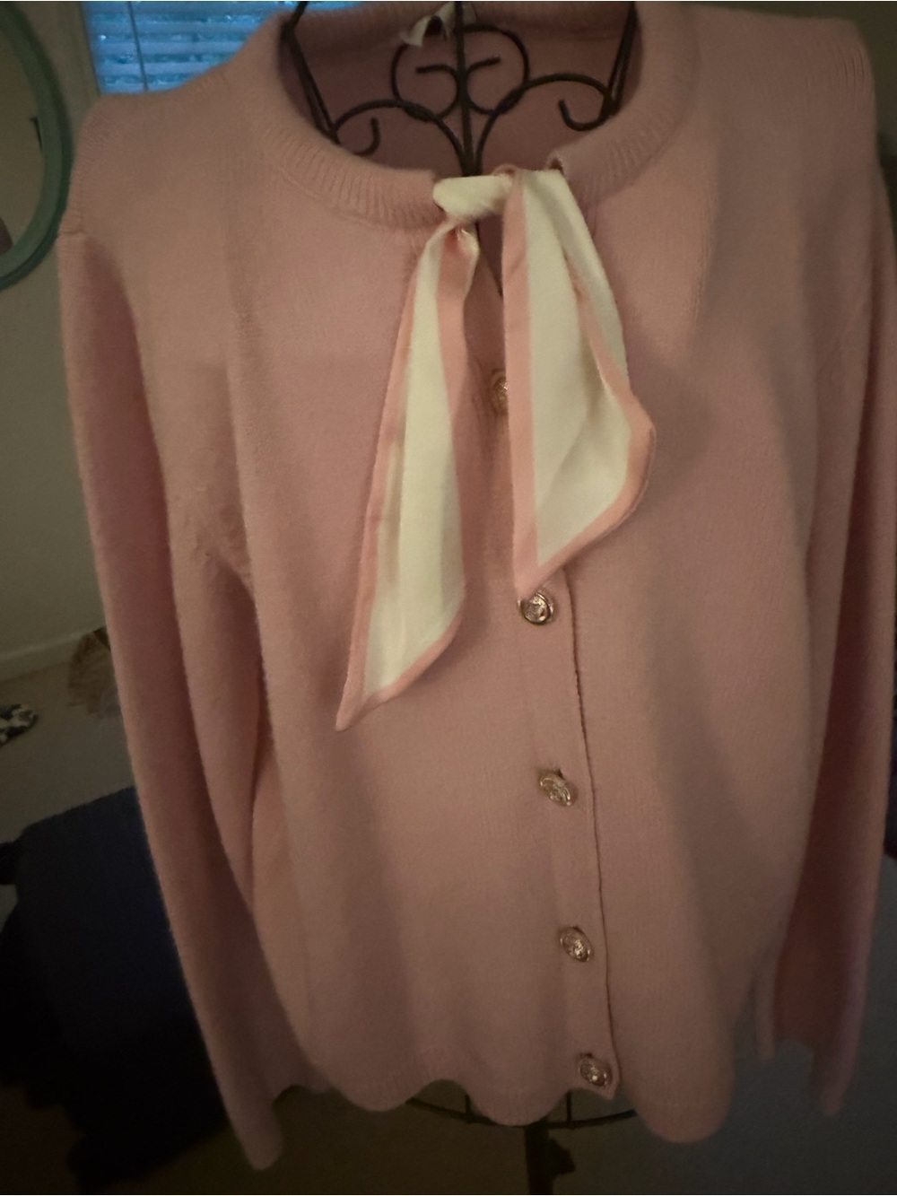 CeCe Light Pink Bow-Accent Cardigan Sweater - Picture 5 of 5